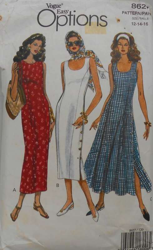 VOGUE 8627  SLEEVELESS FITTED DRESS SIZE 12-14-16 COMPLETE-CUT TO 16-ZIPLOC