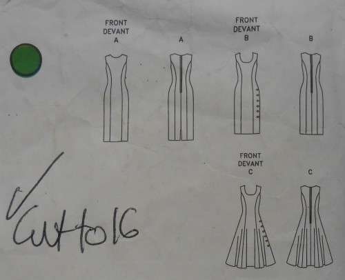 VOGUE 8627  SLEEVELESS FITTED DRESS SIZE 12-14-16 COMPLETE-CUT TO 16-ZIPLOC
