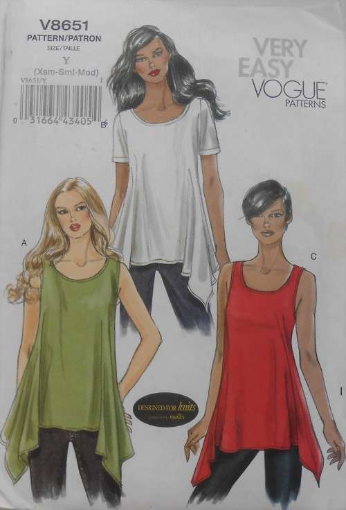 VOGUE V8651  SET OF TUNIC TOPS SIZE Y XS-S-M (4-14) COMPLETE