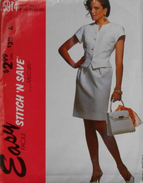 McCALLS 5914 TWO PIECE DRESS SIZE B 18-20-22-24 COMPLETE-UNCUT-F/FOLDED