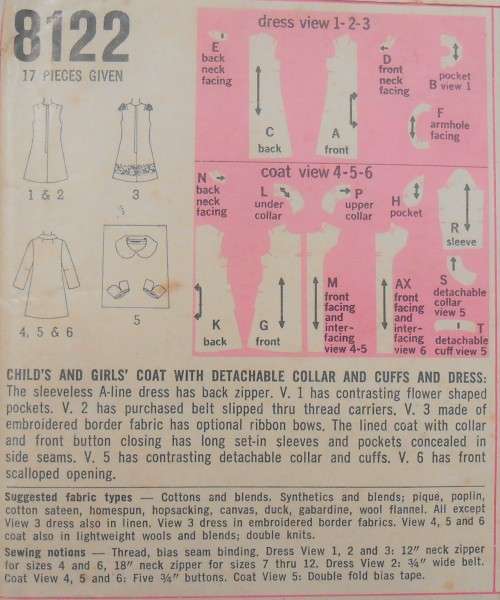 VINTAGE SIMPLICITY 8122  GIRLS DRESS SIZE 12 YEARS COMPLETE-UNCUT-F/FOLDED