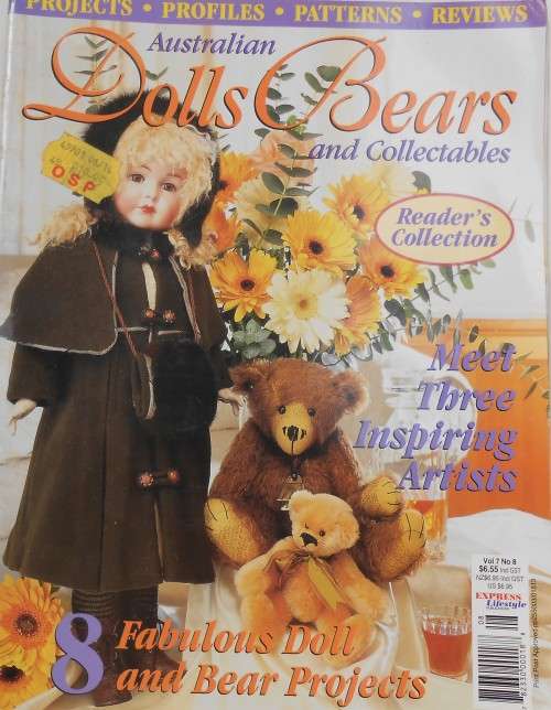 AUSTRALIAN DOLLS & BEARS VOL 7 NO 8 116 PAGES WITH PATTERN PULL OUT SECTION