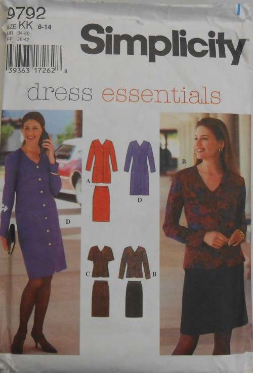 SIMPLICITY 9792 DRESS-TOP-SKIRT SIZE KK 8 -14 COMPLETE