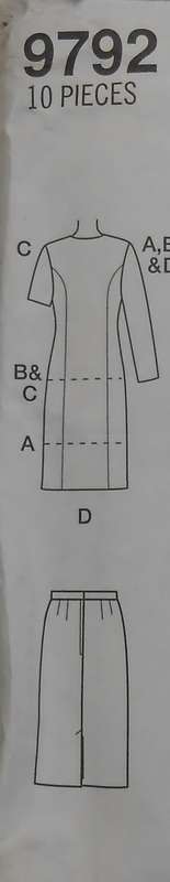 SIMPLICITY 9792 DRESS-TOP-SKIRT SIZE KK 8 -14 COMPLETE