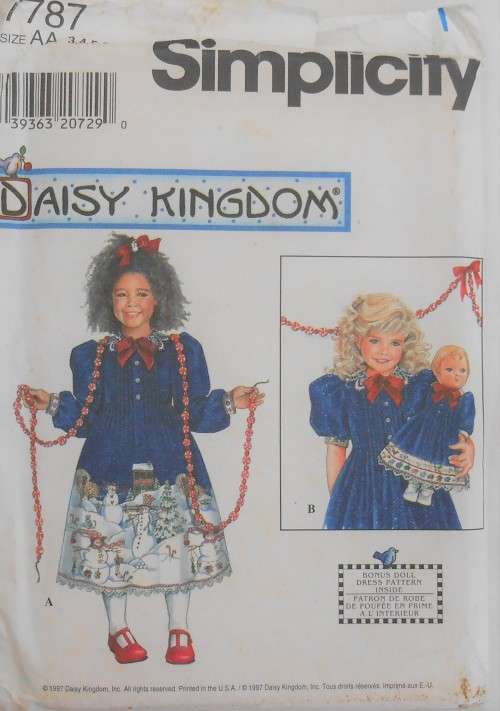 SIMPLICITY 7787 GIRLS DRESS WITH MATCHING DOLLS DRESS SIZE AA 3-4-5-6 YEARS COMPLETE-UNCUT-F/FOLDED