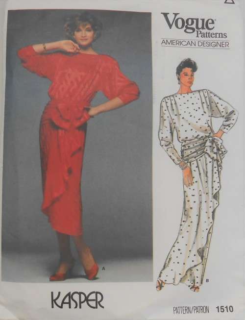 VOGUE AMERICAN DESIGNER 1510 LOOSE FITTING DRESS WITH DRAPE SIZE 10 COMPLETE