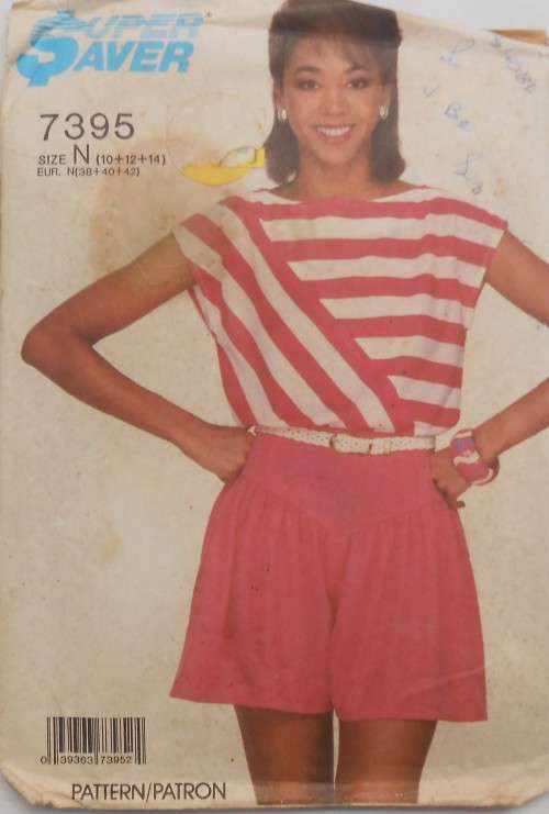 SIMPLICITY 7395  PULLOVER TOP & PULL ON SHORTS SIZE N 10-12-14 COMPLETE