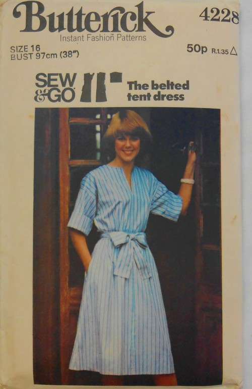 BUTTERICK 4228 THE BELTED TENT DRESS SIZE 10 BUST 83 CM COMPLETE