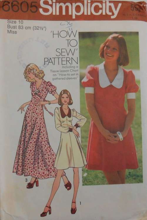 SIMPLICITY 6605 DRESS IN 2 LENGTHS  SIZE 10 BUST 83 CM COMPLETE-UNCUT-F/FOLDED