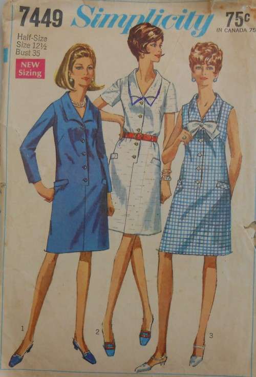 VINTAGE SIMPLICITY 7449 STEP IN DRESS SIZE 12 1/2 35 SEE LISTING