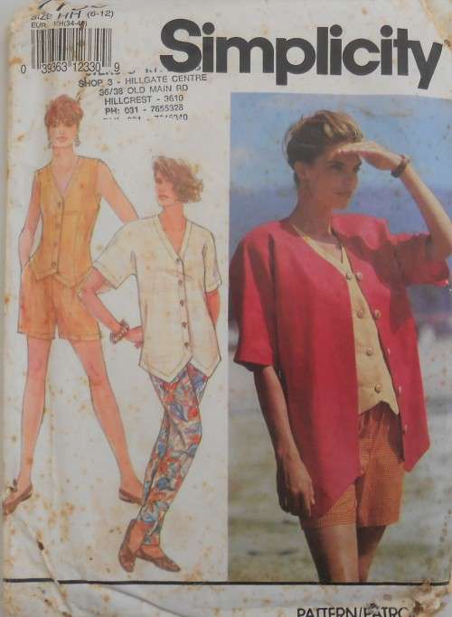 SIMPLICITY 7750 PANTS OR SHORTS-VEST/TOP-OVERSHIRT SIZE HH 6-12-COMPLETE