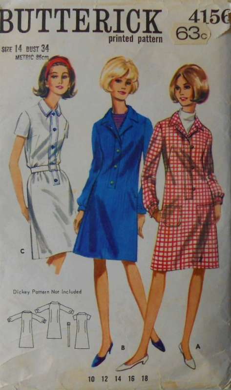 BUTTERICK 4156 ONE PIECE DRESS SIZE 14 BUST 34 COMPLETE