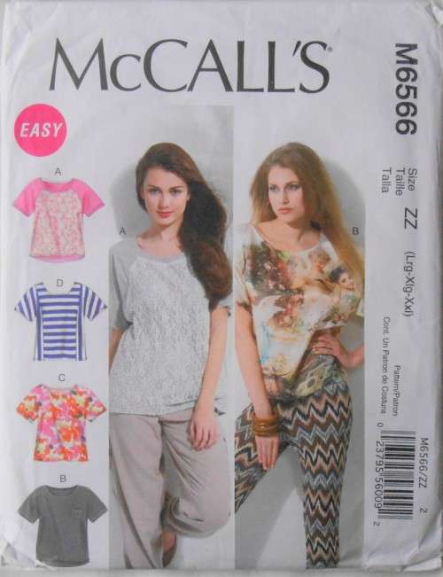 McCALLS M6566 TOPS SIZE ZZ L-XL-XXL (16-26) COMPLETE