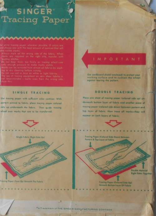 SINGER DRESS MAKERS TRACING PAPER  - WHITE-ORANGE-BLUE- 7 SHEETS VARIOUS SIZES SOME USED