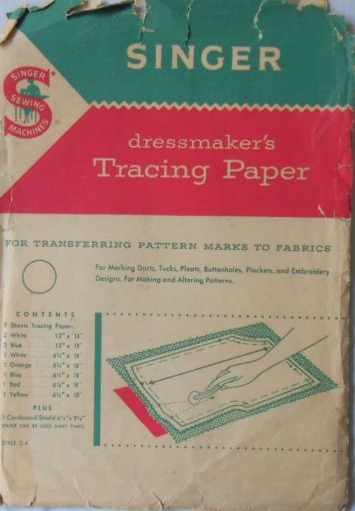 SINGER DRESS MAKERS TRACING PAPER  - WHITE-ORANGE-BLUE- 7 SHEETS VARIOUS SIZES SOME USED
