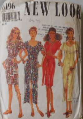 NEW LOOK PATTERNS 6196  FITTED DRESSES-NECKLINE VARIATIONS 8- 18 COMPLETE