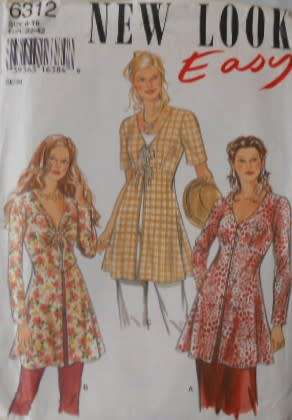 NEW LOOK PATTERNS 6312 SET OF HI BODICE TOPS SIZE 6-16 COMPLETE