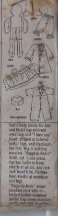 McCALLS 2531 RAGGETTY ANNE DOLL & CLOTHES  COMPLETE-UNCUT-F/FOLDED