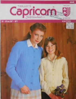 TWILLEY`S CAPRICORN 6548 LACE PANEL WAISTCOAT & CARDIGAN (MOTHER & DAUGHTER) SIZES 61 - 87 CM