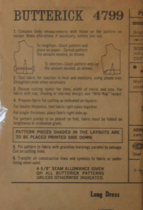 BUTTERICK 4799 DRESS-BLOUSE-JACKET-SKIRT-PANTSSKIRT SIZE 14 SEE LISTING-ZIPLOC