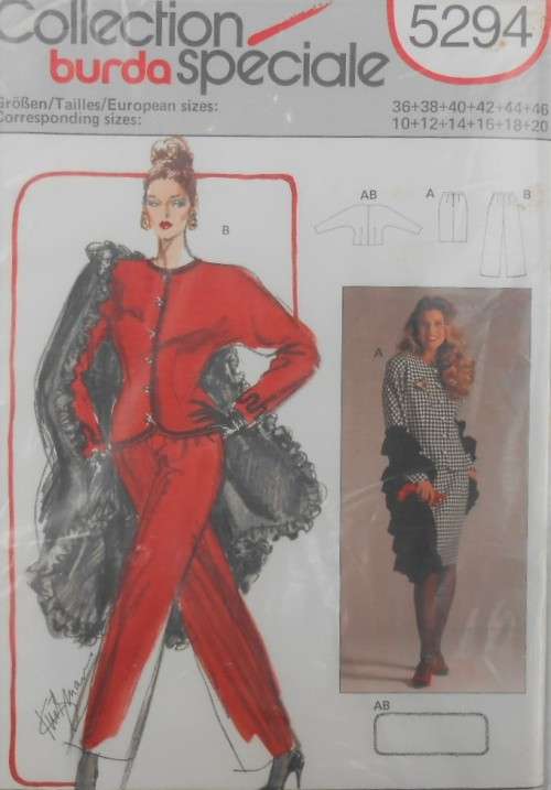 BURDA 5294 - TOP-SKIRT-PANTS & SHAWL  SIZE 12-20 COMPLETE-UNCUT-F/FOLDED