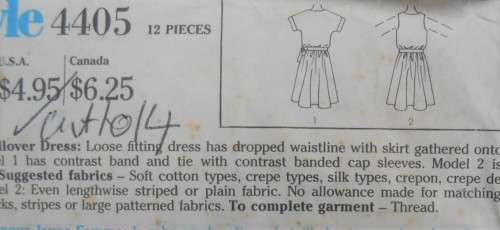 STYLE 4405 PULLOVER DRESS SIZE N  10-12-14  COMPLETE-CUT TO 14
