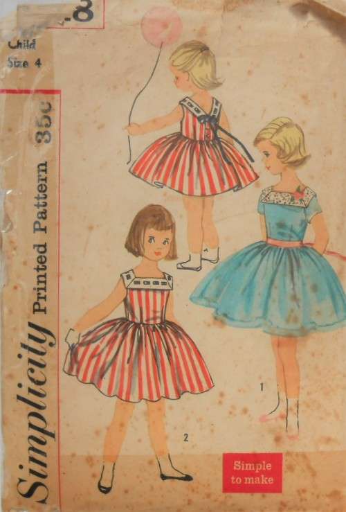 VINTAGE SIMPLICITY 2318 GIRLS ONE PIECE DRESS SIZE 4 YEARS COMPLETE- ZIPLOC