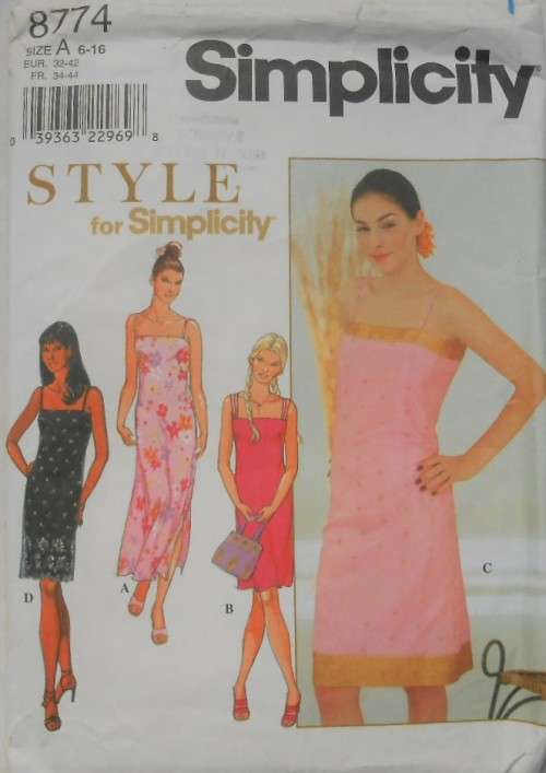 SIMPLICITY 8774 FITTED DRESS WITH SHOULDER STRAP VARIATIONS SIZE A 6-16 COMPLETE