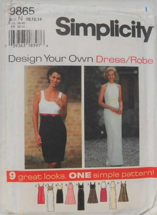 SIMPLICITY 9865 DESIGN YOUR OWN EVENING DRESS SIZE N 10-12-14 COMPLETE