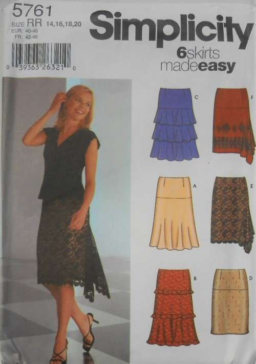 SIMPLICITY 5761 SET OF SKIRTS  SIZE RR 14-16-18-20-COMPLETE