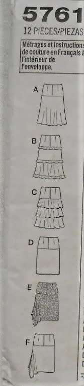 SIMPLICITY 5761 SET OF SKIRTS  SIZE RR 14-16-18-20-COMPLETE