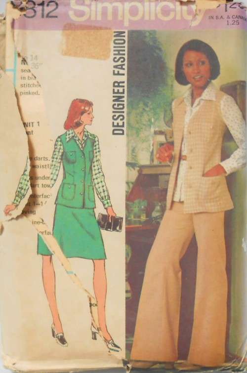 SIMPLICITY 5812 UNLINED VEST-BLOUSE-SKIRT-PANTS SIZE 14 BUST 36-COMPLETE-ZIPLOC