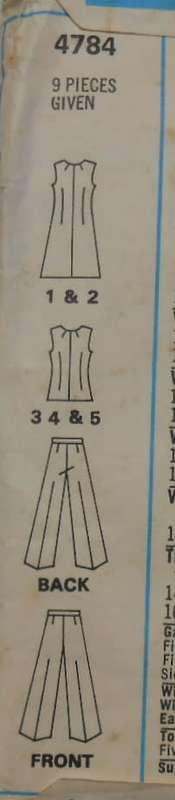 STYLE 4784 PINAFORE DRESS-TUNIC-PANTS SIZE 14 BUST 36  COMPLETE