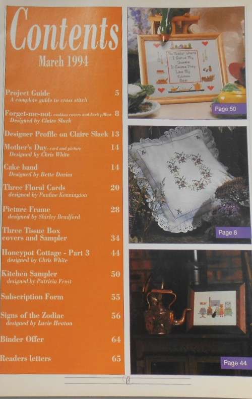 NEEDLEWORK`S CROSS STITCH  MAGAZINE VOL 1 NO 8 WITH PATTERNS  68 PAGES
