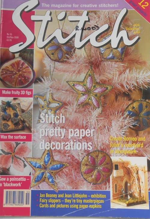 STITCH EMBROIDERY MAGAZINE INC PATTERNS - VOL 55 OCTOBER/NOVEMBER 2008 UK- 68 PAGE A4 MAGAZINE