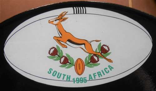 RUGBY 1995 WORLD CUP CADAC SKOTTEL GREEN+ PRINTED 1995 RUGBY LOGO+CADAC BRAAI BAG IN GREEN & GOLD
