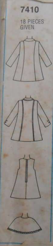 SIMPLICITY 7410 GIRLS DRESS-PINAFORE-COAT-DETACH CAPE SIZE 3 YEARS CHEST 56 CM/22 COMPLETE