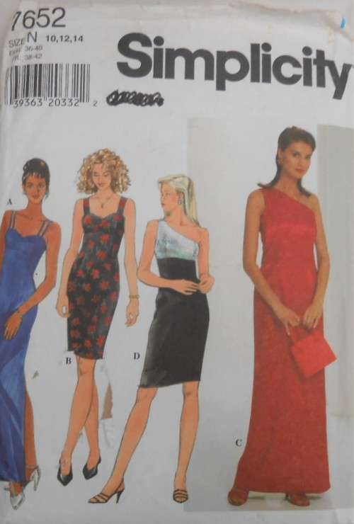 SIMPLICITY 7652 STUNNING FITTED LINED DRESS SIZE N 10-12-14 COMPLETE