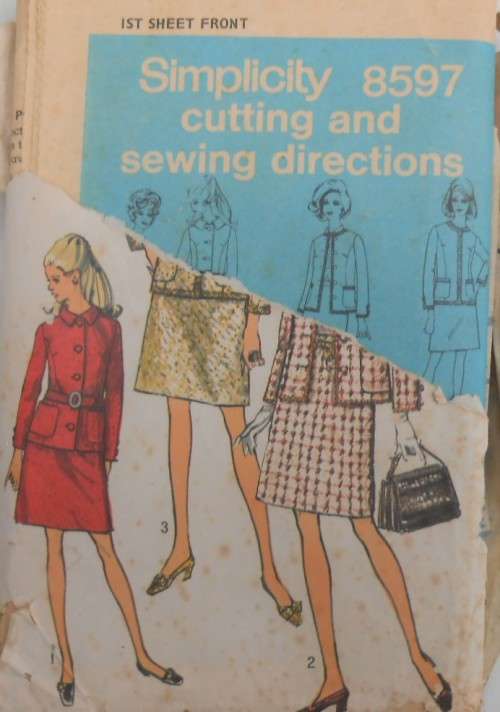 VINTAGE SIMPLICITY 8597 JACKET-SKIRT-BLOUSE SIZE 16 COMPLETE-ZIPLOC