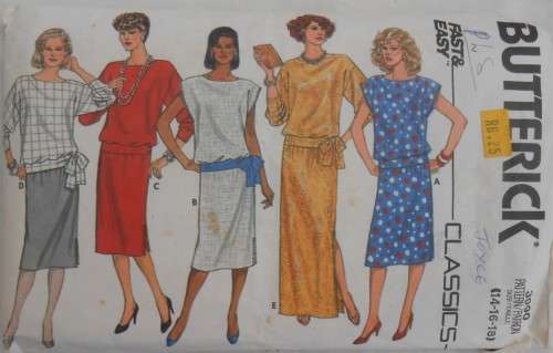 BUTTERICK 3090 TOP & SKIRT SIZE 8-10-12 COMPLETE-CUT TO 12