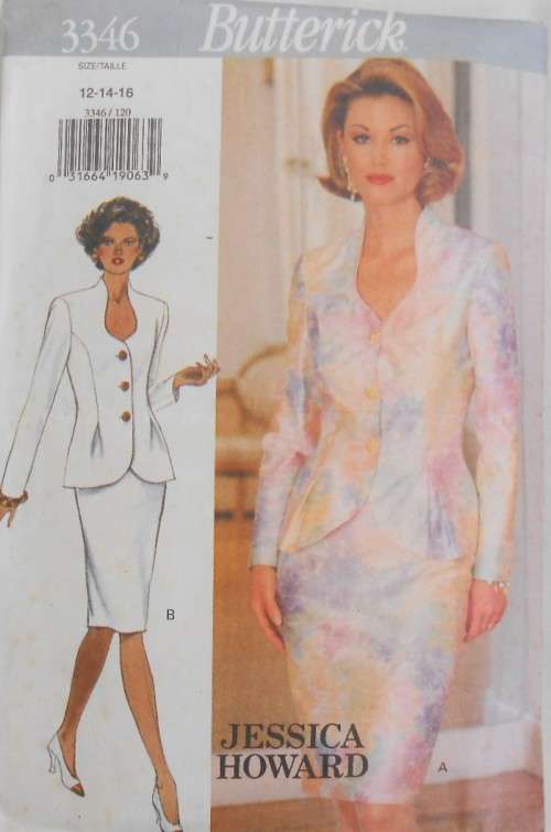 BUTTERICK 3346 TOP WITH RAISED NECKLINE & SKIRT SIZE 12-14-16 SEE LISTING