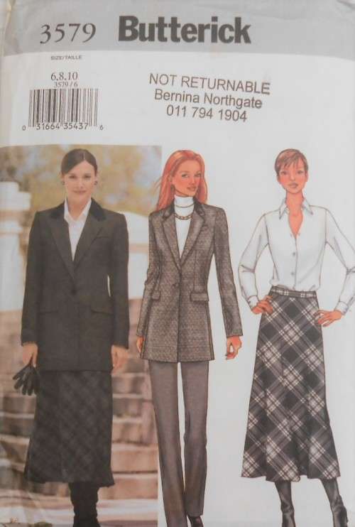 BUTTERICK 3579 JACKET-SKIRT-PANTS SIZE 6-8-10 COMPLETE-PART CUT