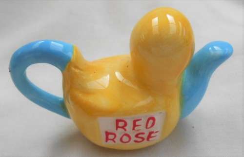 MINIATURE RED ROSE NURSERY RHYME DUCK TEAPOT  - IDEAL FOR YOUR PRINTERS TRAY
