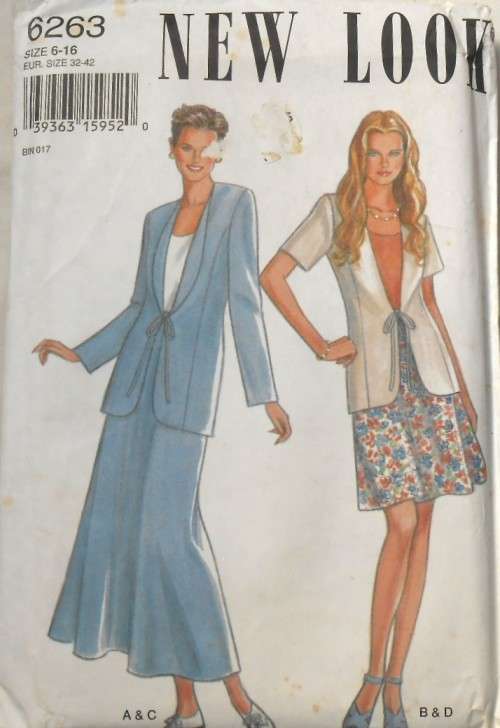 NEW LOOK 6263 JACKET-SKIRT SIZE 6-16 COMPLETE-MOSTLY UNCUT