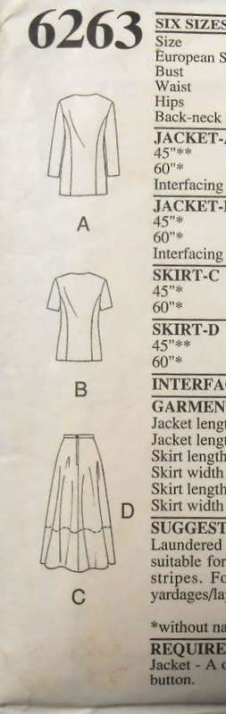 NEW LOOK 6263 JACKET-SKIRT SIZE 6-16 COMPLETE-MOSTLY UNCUT