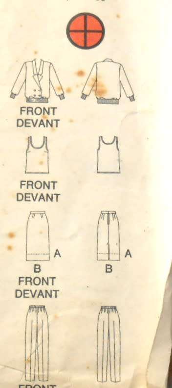 BUTTERICK 5904 TOP-TANK TOP-SKIRT-PANTS SIZE 18-20-22 NO SEWING INSTRUCTIONS SUPPLIED