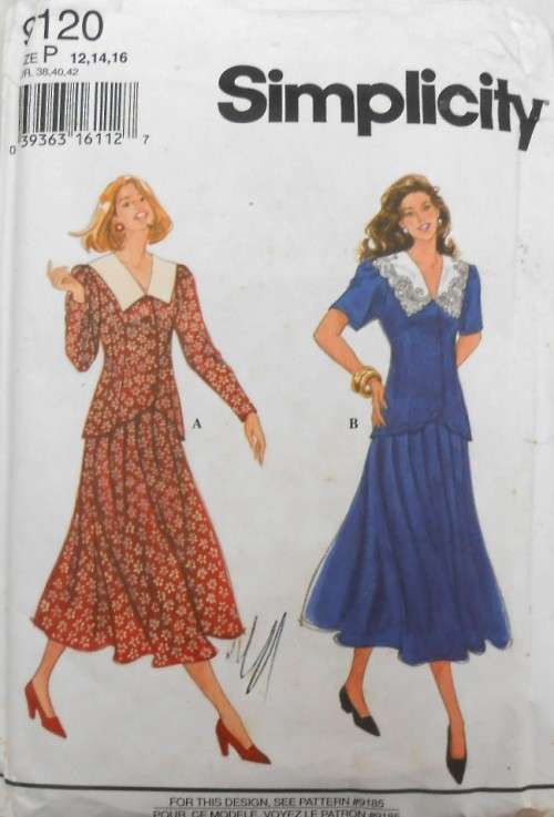 SIMPLICITY 9120 TWO PIECE DRESS SIZE 12-14-16 COMPLETE-UNCUT-F/FOLDED
