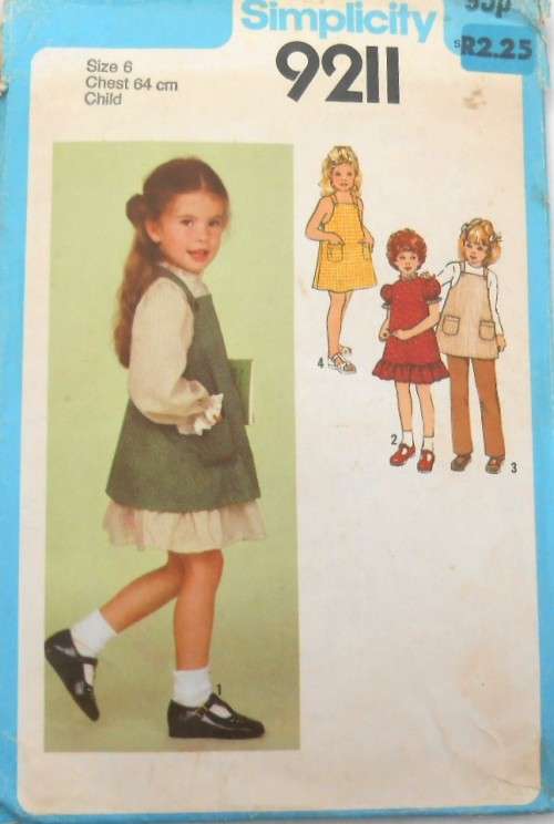 SIMPLICITY 9211 GIRLS DRESS/SUNDRESS-PINAFORE-PANTS SIZE 6 YEARS CHEST 64 CM COMPLETE