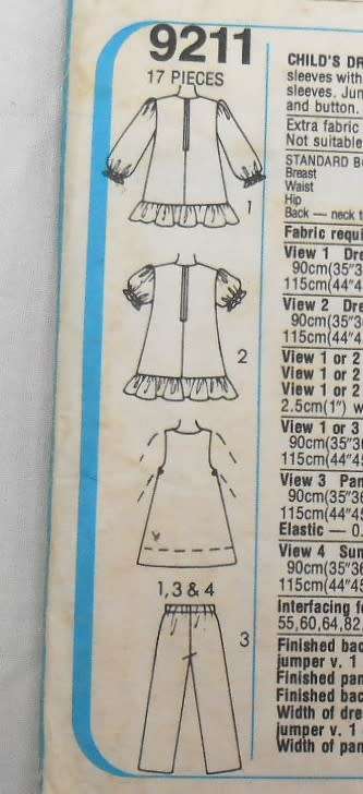 SIMPLICITY 9211 GIRLS DRESS/SUNDRESS-PINAFORE-PANTS SIZE 6 YEARS CHEST 64 CM COMPLETE