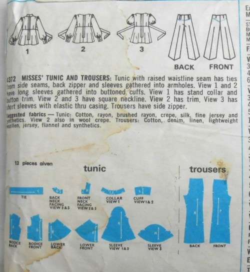 STYLE 4372 TUNIC & PANTS SIZE 10 BUST 32 1/2 - SEE LISTING